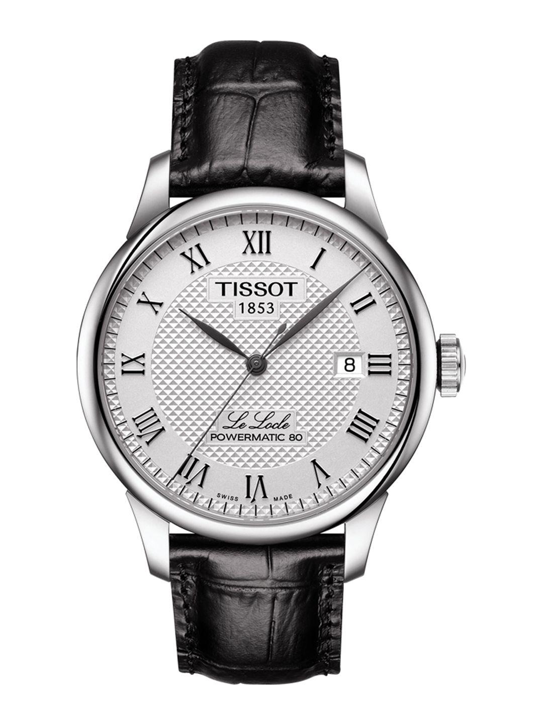 tissot men silver-toned le locle powermatic 80 analogue watch t0064071603300