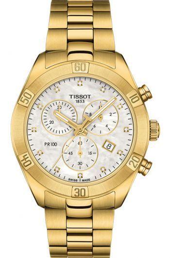 tissot t-classic mop dial quartz watch with steel & yellow gold pvd bracelet for women - t101.917.33.116.01