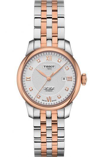 tissot t-classic silver dial automatic watch with steel & rose gold pvd bracelet for women - t006.207.22.036.00