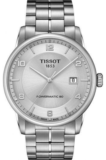 tissot t-classic silver dial automatic watch with steel bracelet for men - t086.407.11.037.00