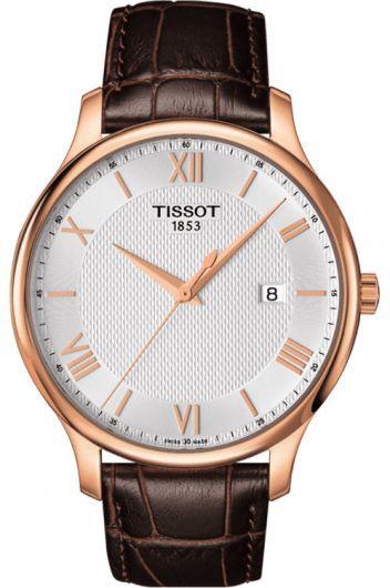 tissot t-classic silver dial quartz watch with leather strap for men - t063.610.36.038.00