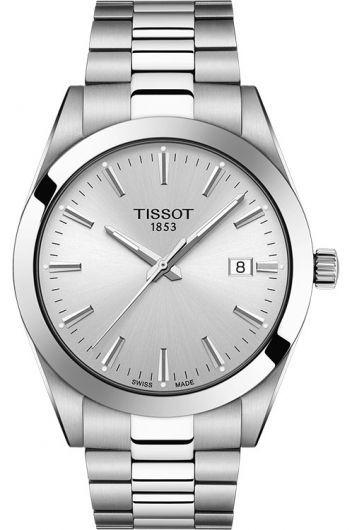 tissot t-classic silver dial quartz watch with steel bracelet for men - t127.410.11.031.00