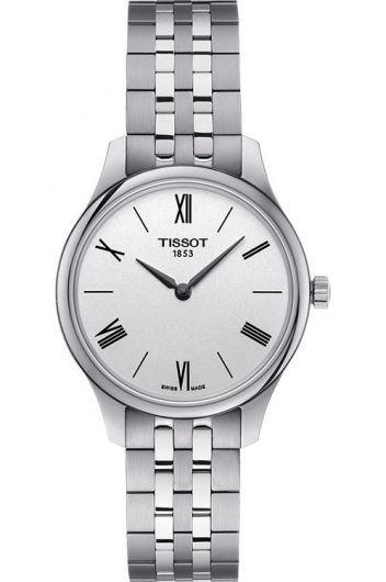 tissot t-classic silver dial quartz watch with steel bracelet for women - t063.209.11.038.00
