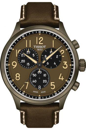 tissot t-sport khaki dial quartz watch with leather strap for men - t116.617.36.092.00