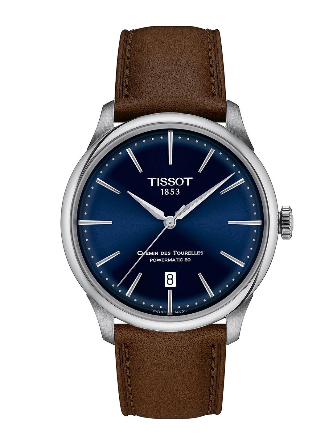 tissot unisex leather analogue t-classic automatic watch t1398071604100