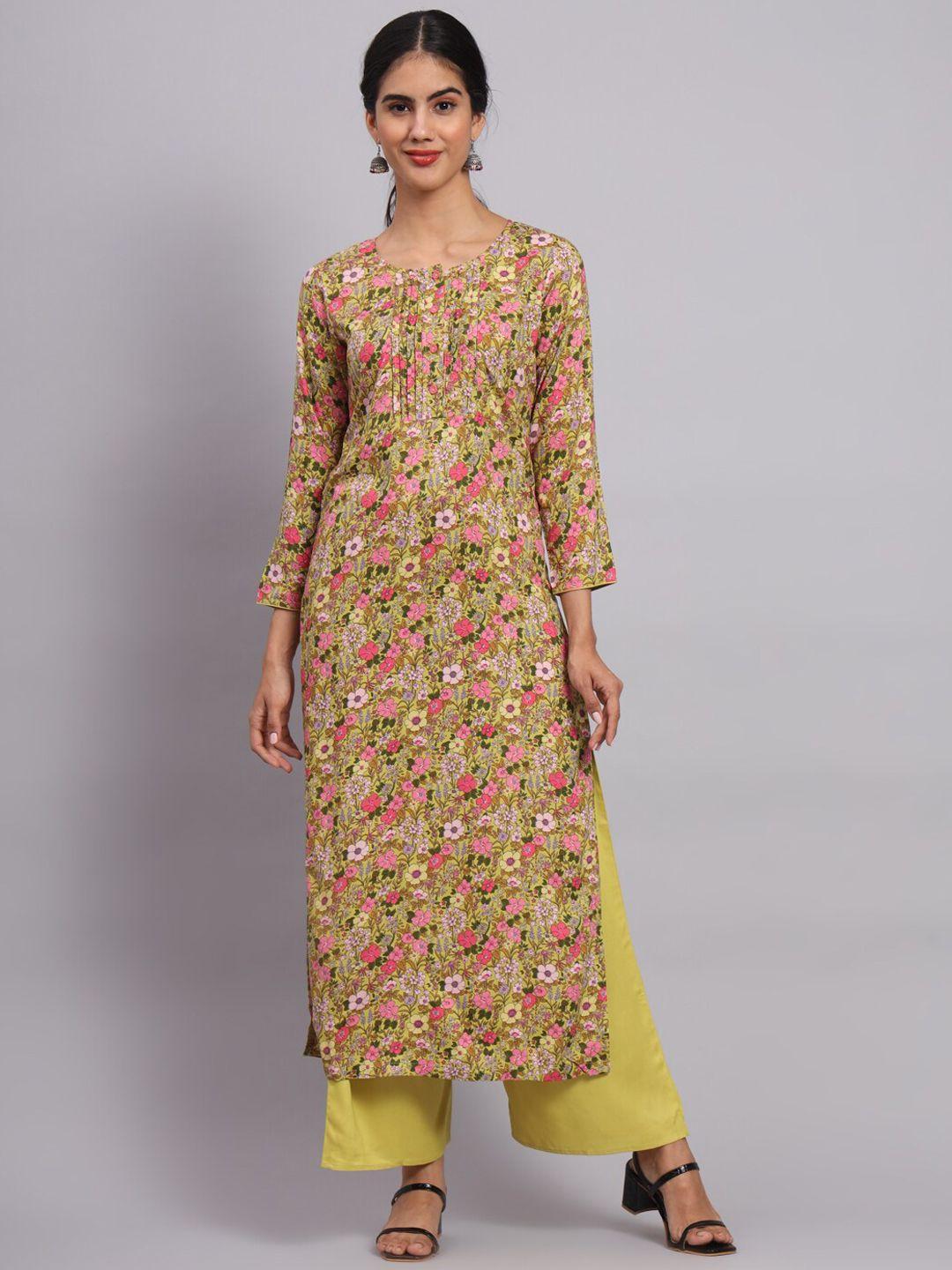 tissu floral printed regular straight kurta with palazzos