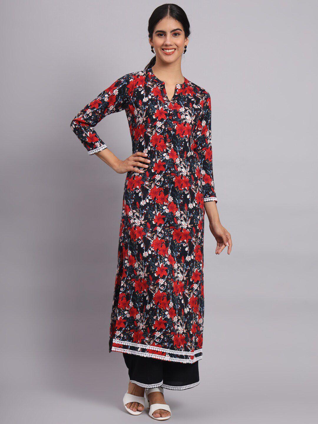 tissu floral printed straight kurta with palazzos