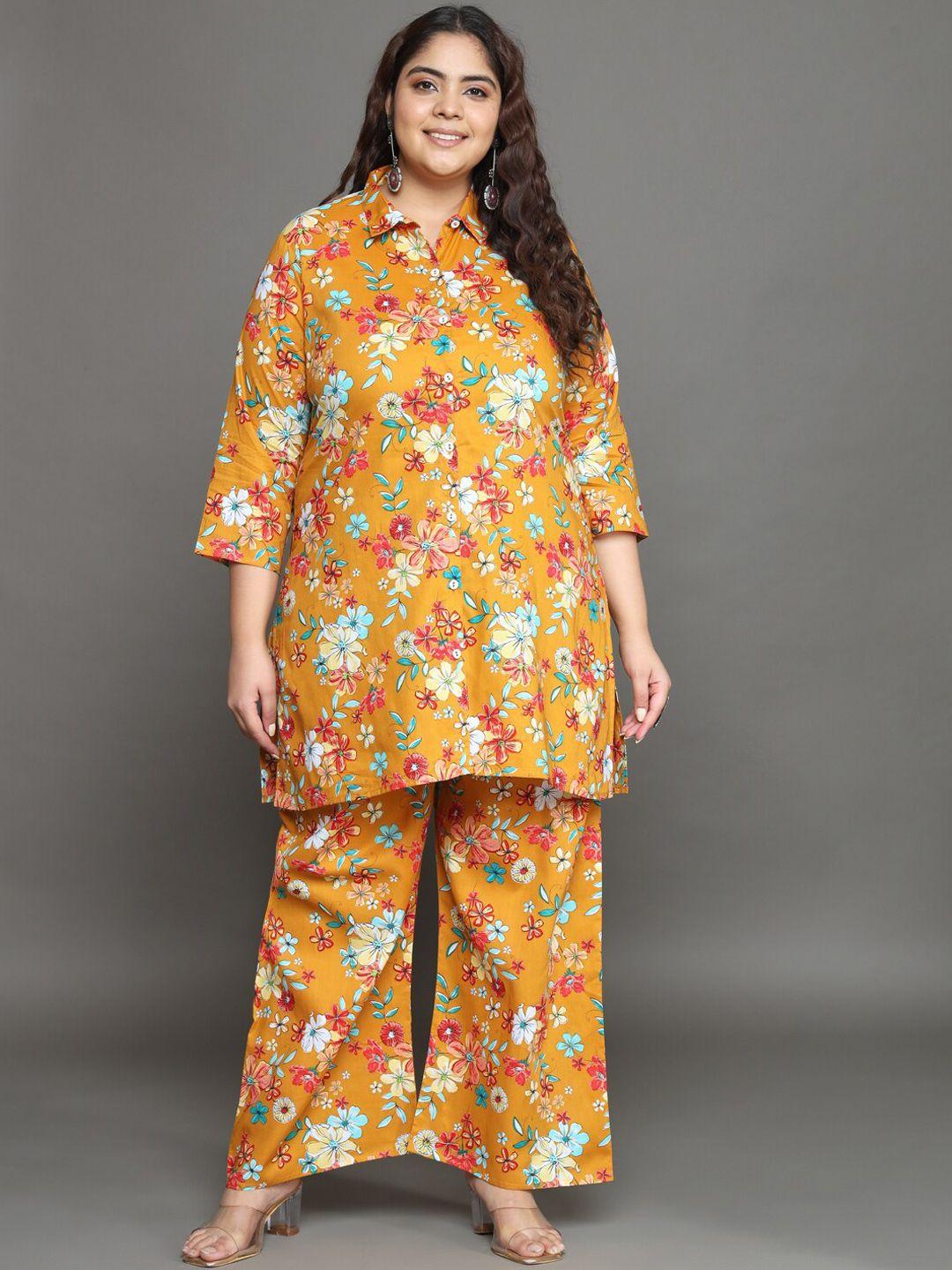 tissu plus size floral printed pure cotton tunic with palazzos