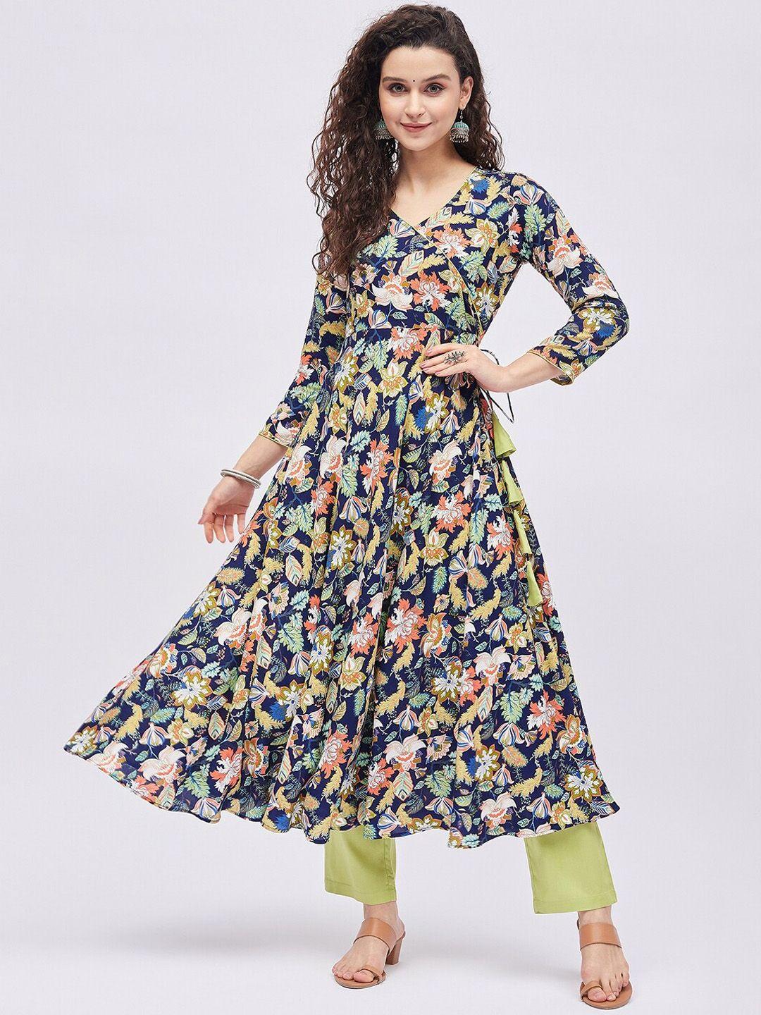 tissu women floral printed anarkali angrakha kurta