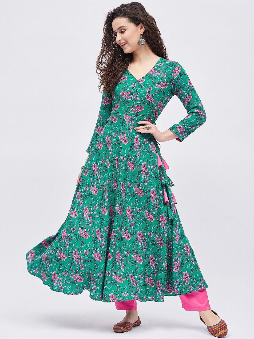 tissu women floral printed anarkali kurta