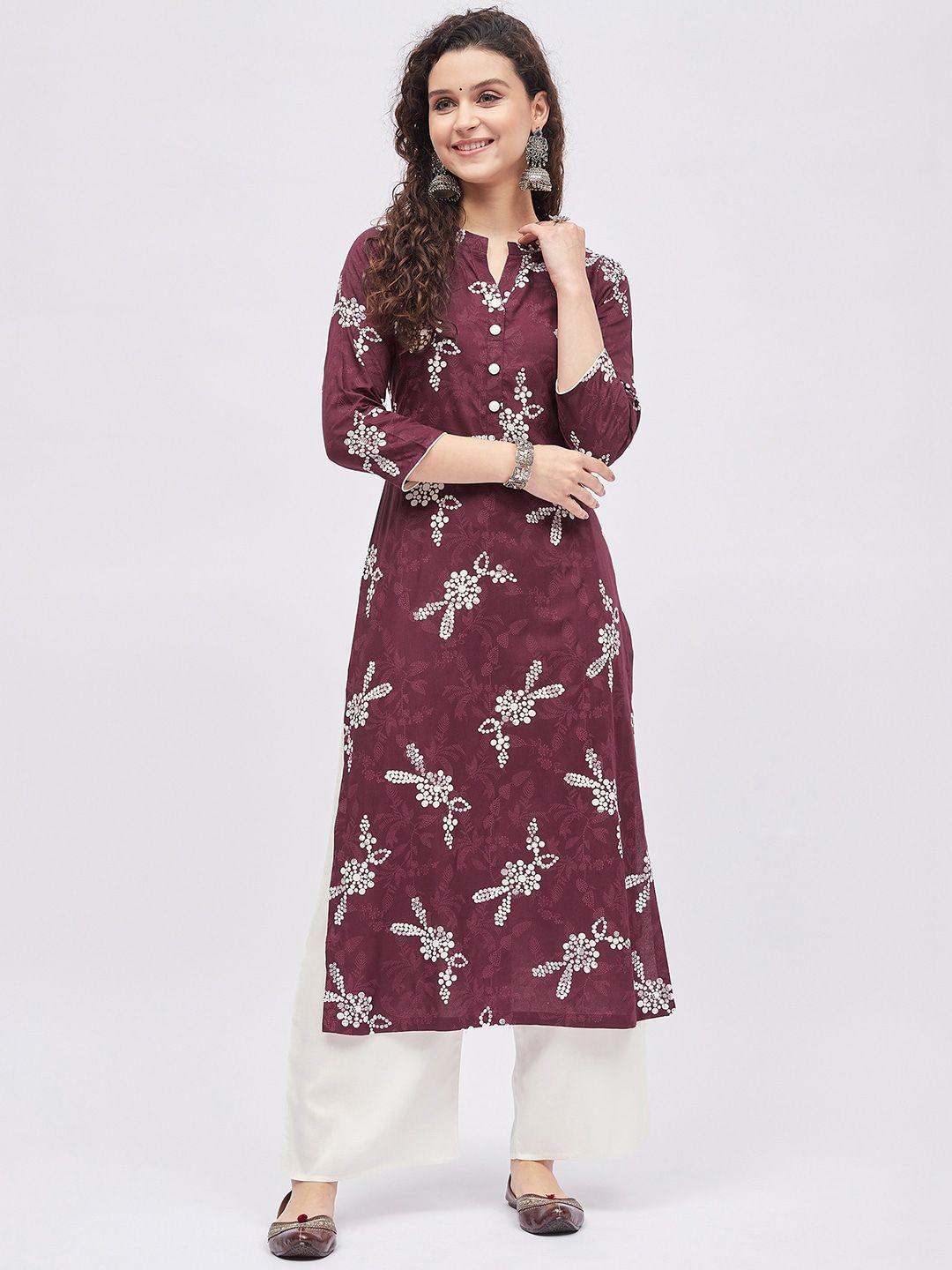 tissu women printed floral printed kurta with palazzos