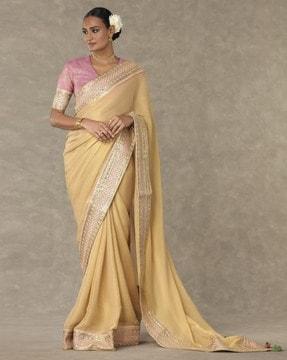 tissue saree with embellished border