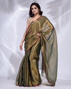 tissue handwoven soft saree with tassels