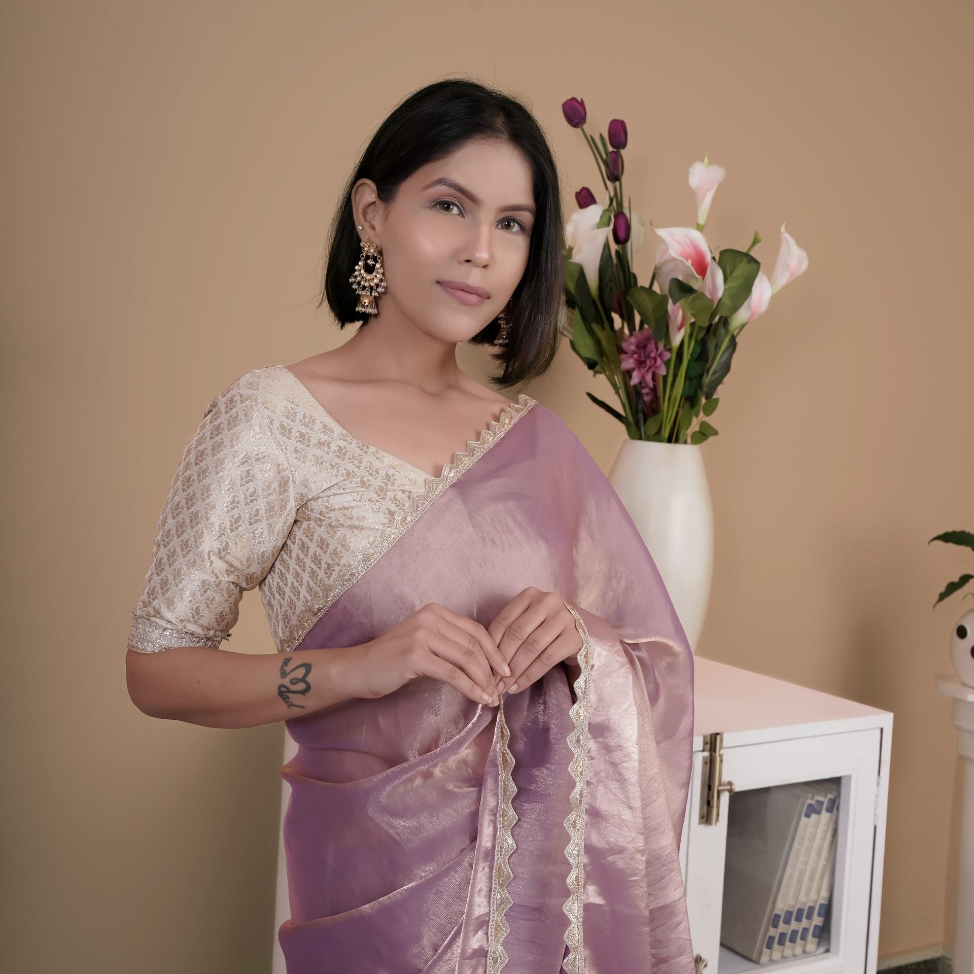 tissue saree with lace border