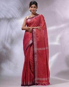 tissue saree with tassels