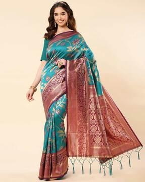 tissue soft silk banarasi saree with floral motifs