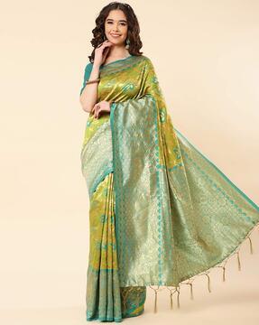 tissue soft silk banarasi saree with floral motifs