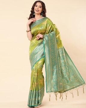 tissue soft silk banarasi saree with floral motifs