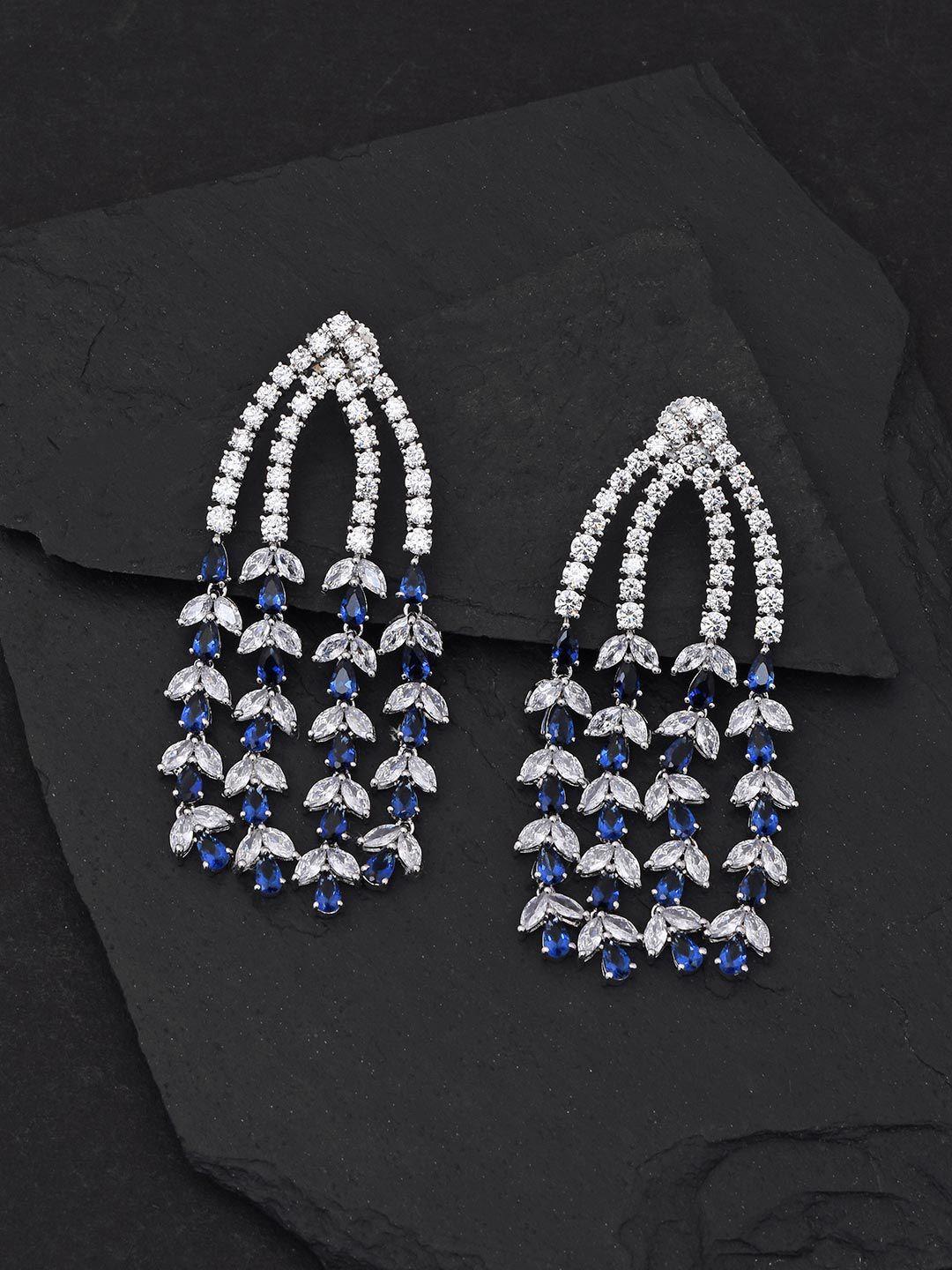 tistabene blue & silver-toned contemporary drop earrings