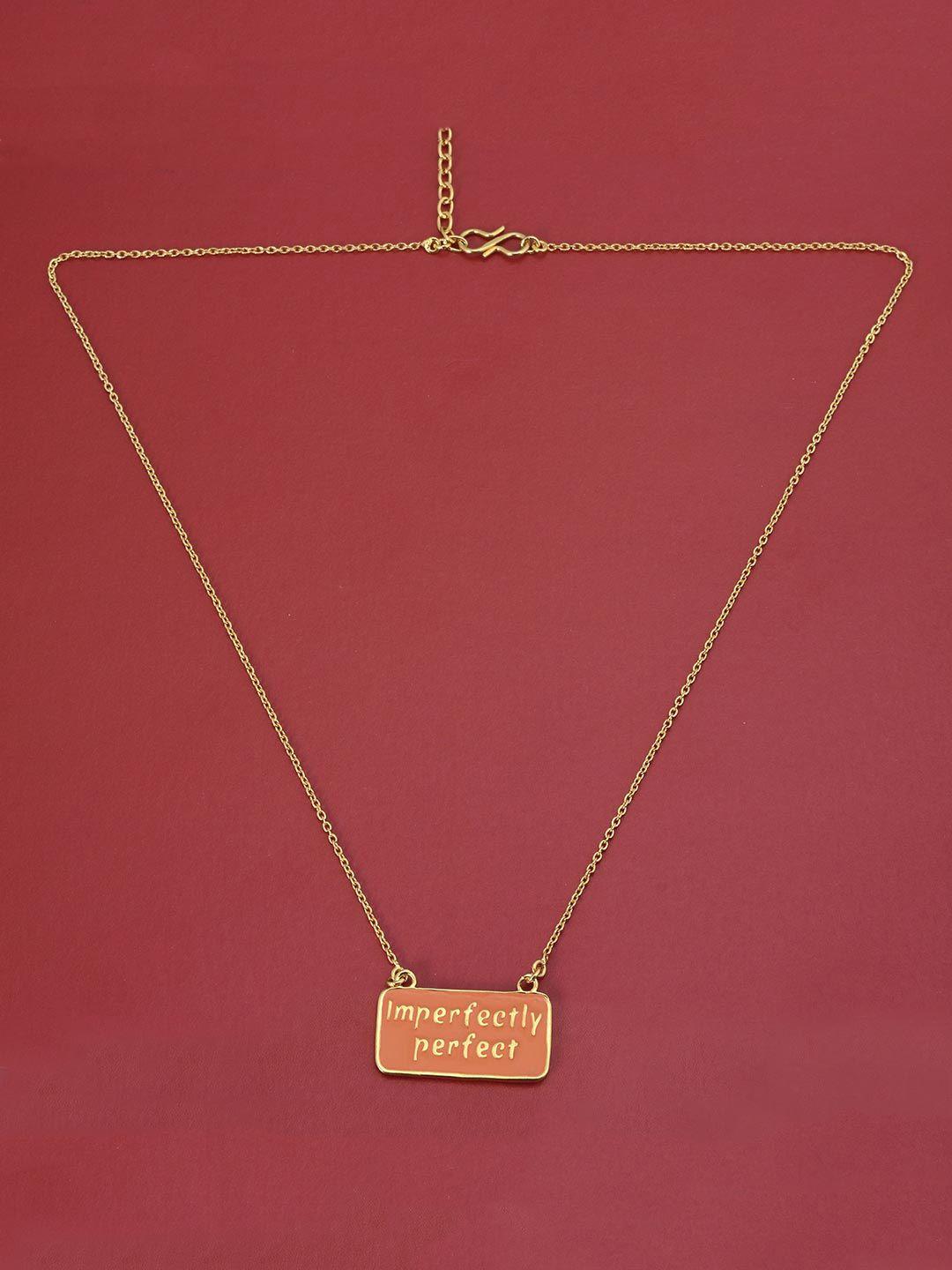 tistabene gold-plated & orange imperfectly perfect pendant with chain