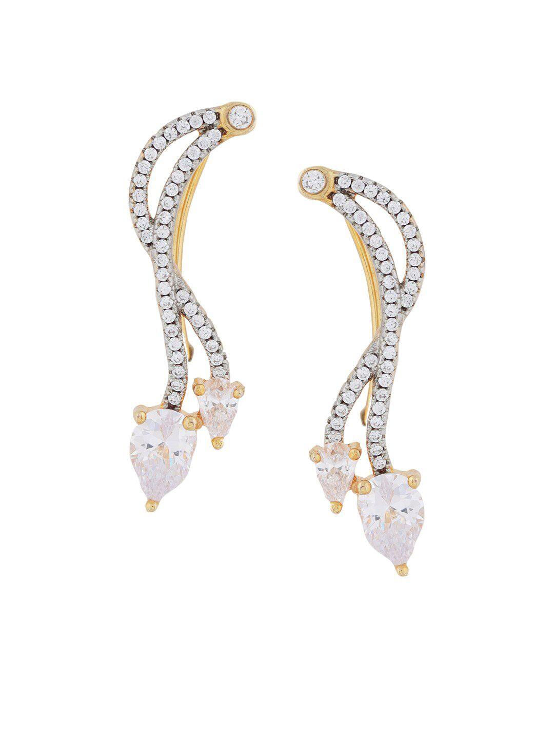 tistabene gold-plated & white contemporary drop earrings