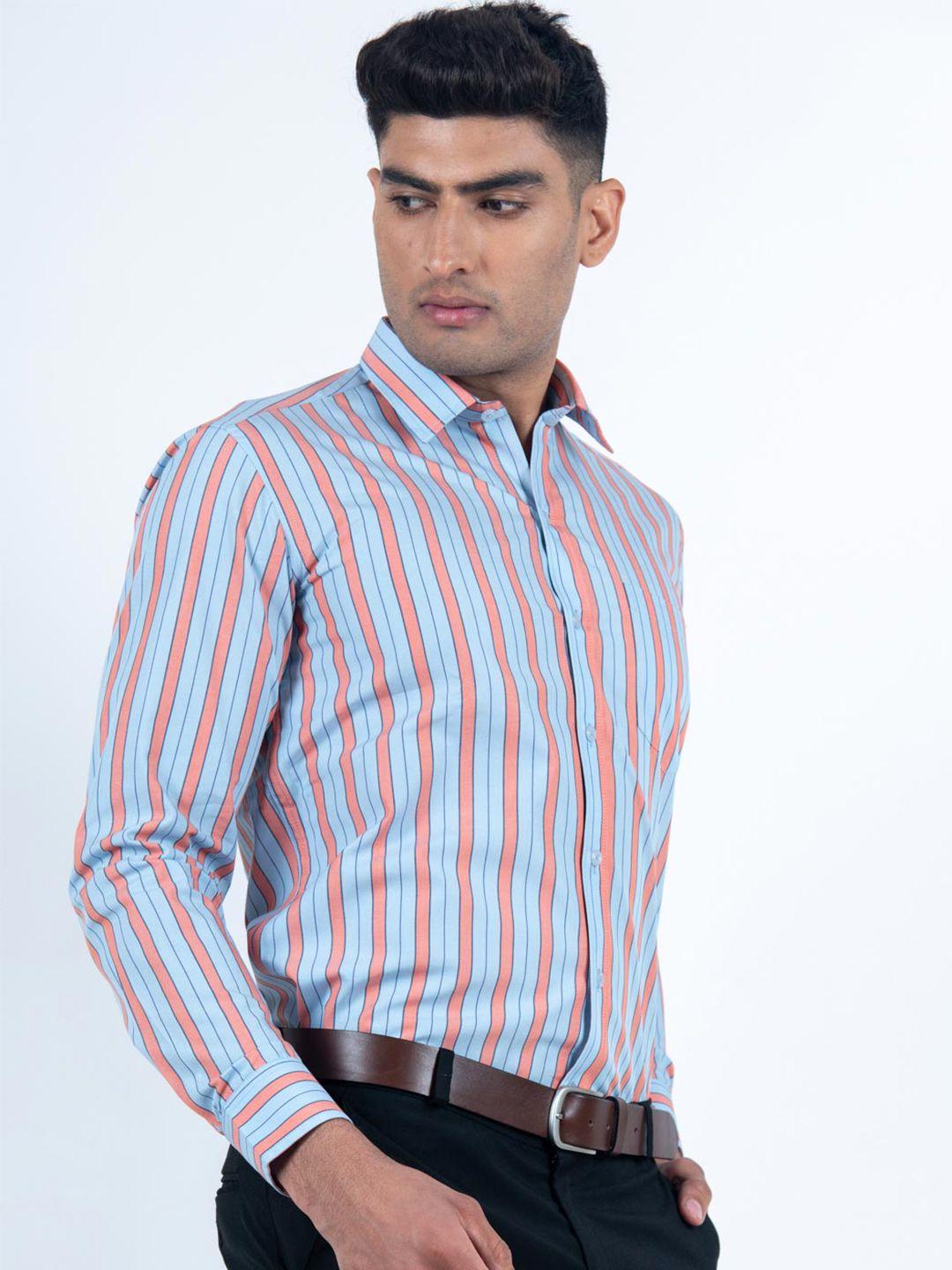 tistabene men blue comfort striped formal shirt