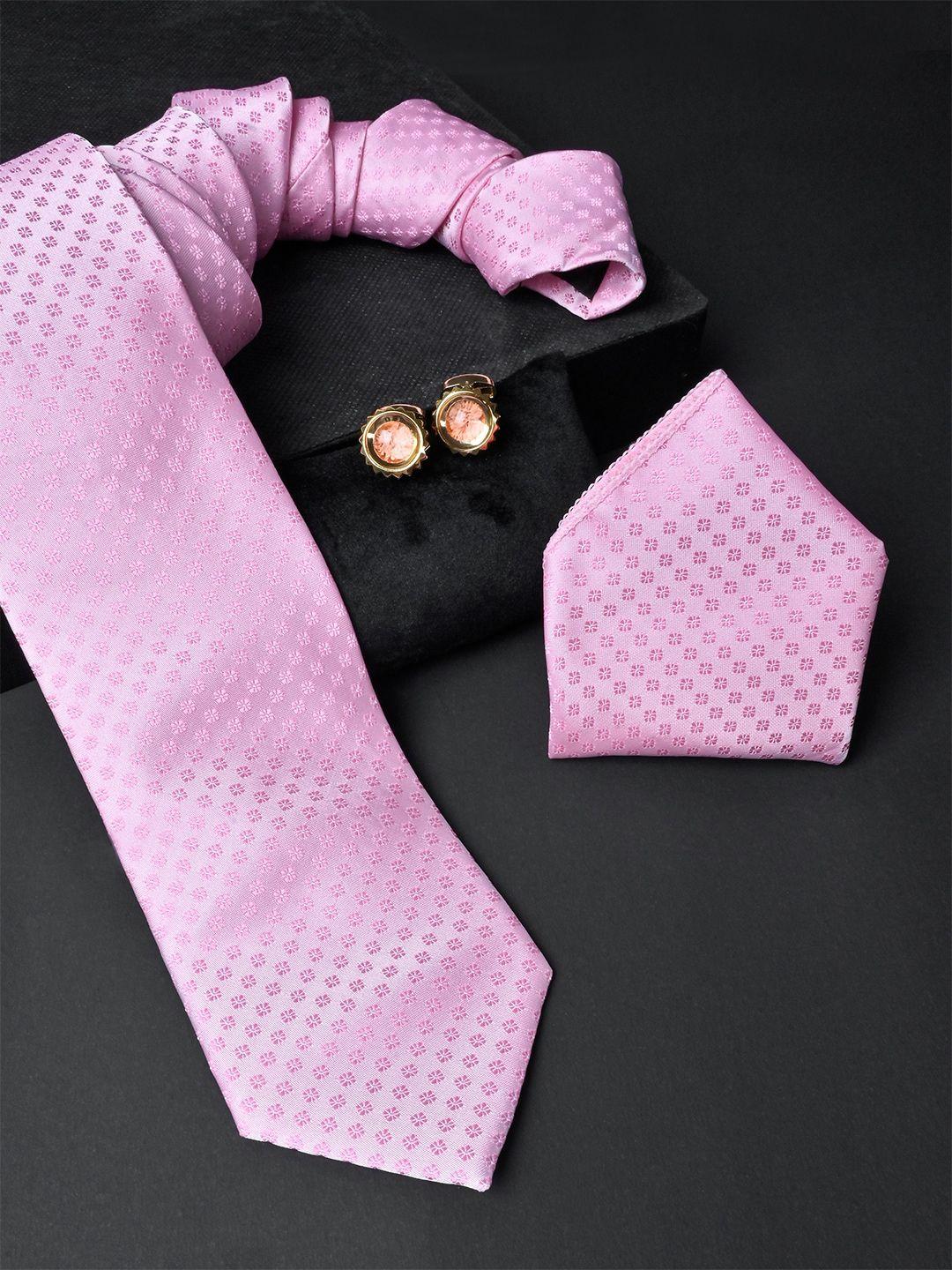 tistabene men floral micro silk necktie with pocket square & cufflinks