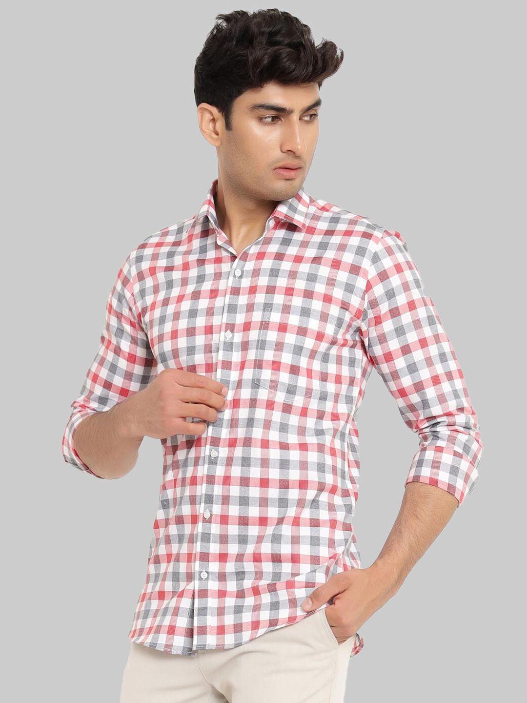 tistabene men red premium gingham checked casual shirt
