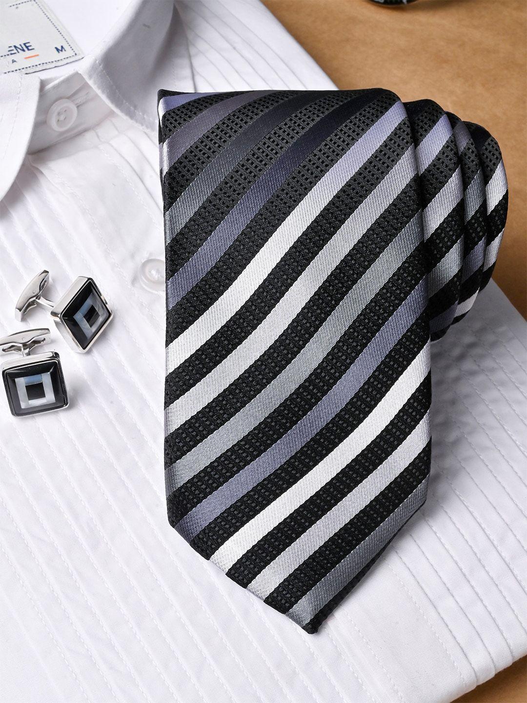 tistabene men striped micro silk necktie with pocket square & cufflinks set