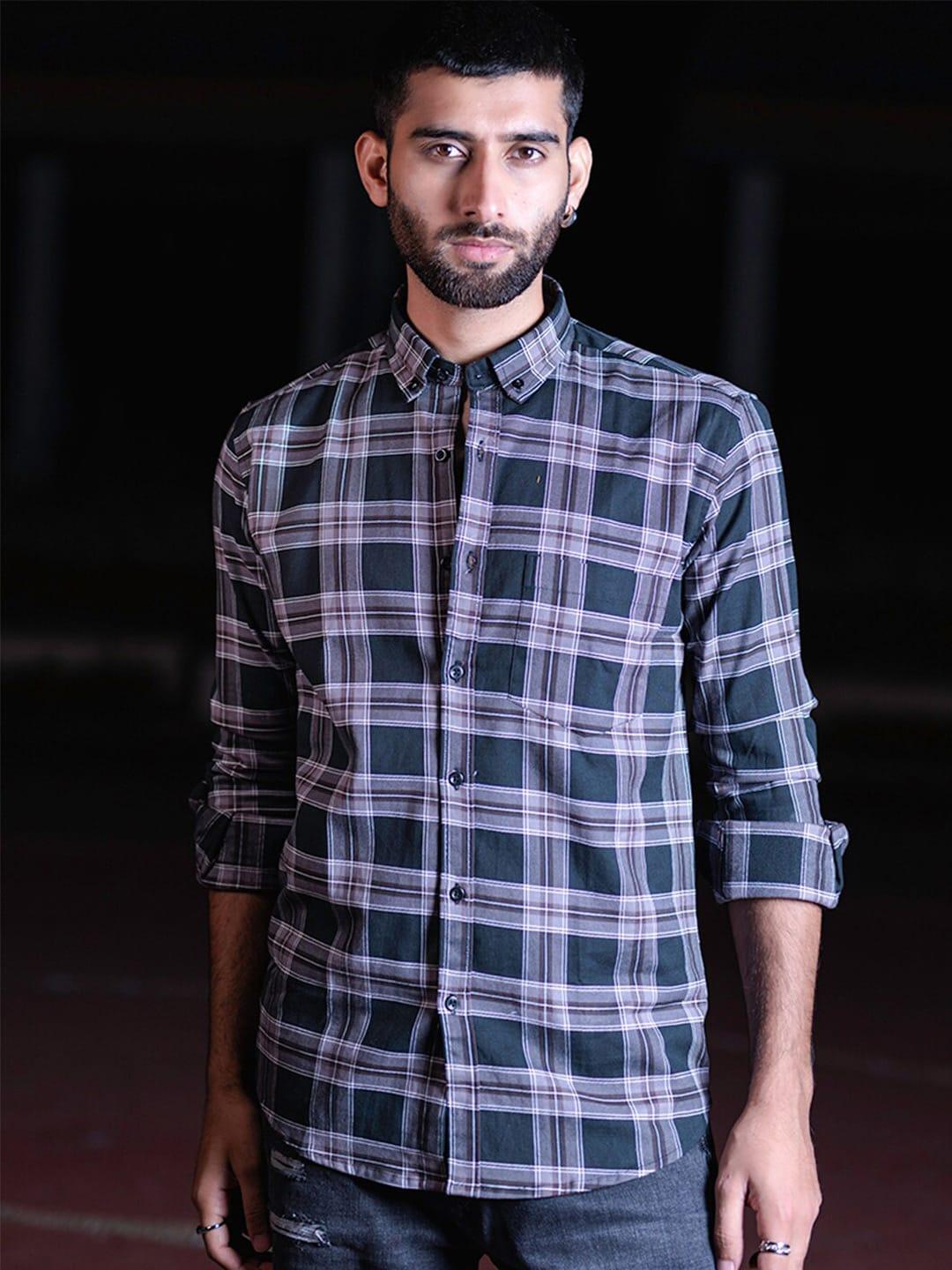 tistabene new fit tartan checked button-down collar cotton casual shirt