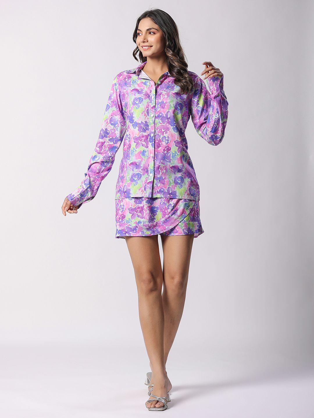 tistabene printed shirt-collar shirt with shorts co-ords