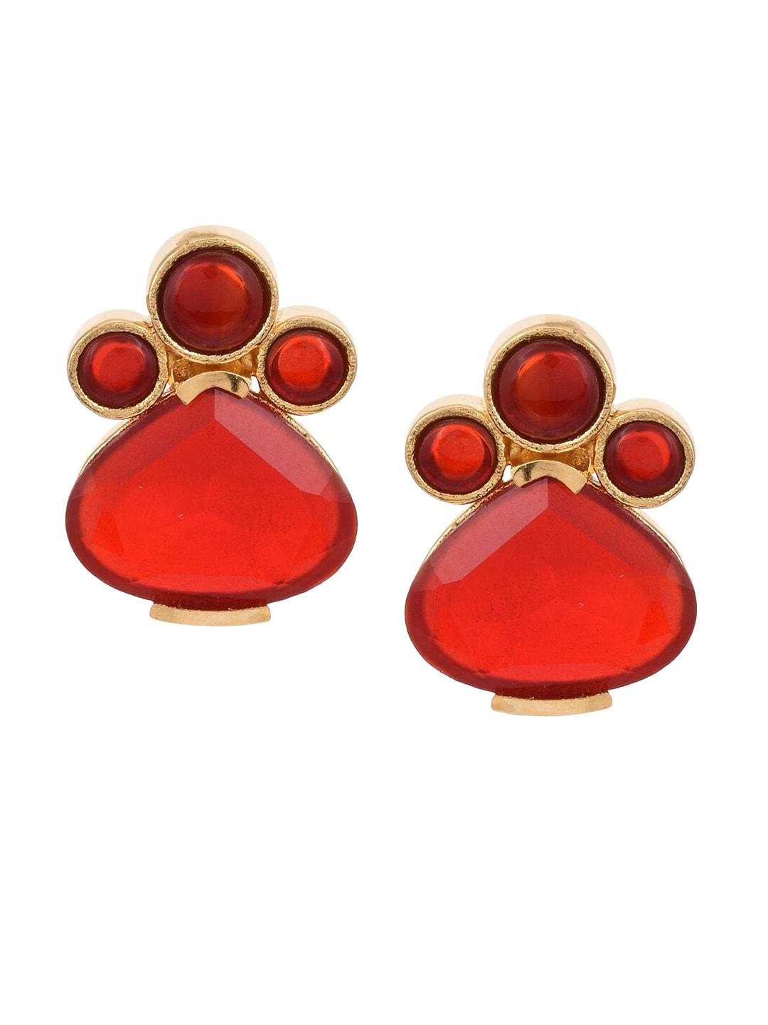 tistabene red & gold-toned contemporary studs earrings