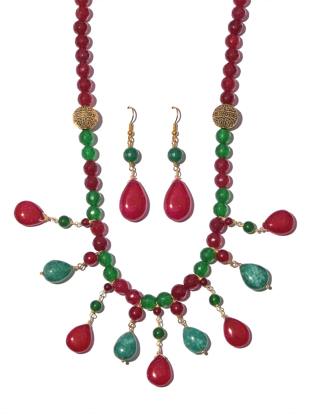 tistabene red metal gold-plated jewellery set