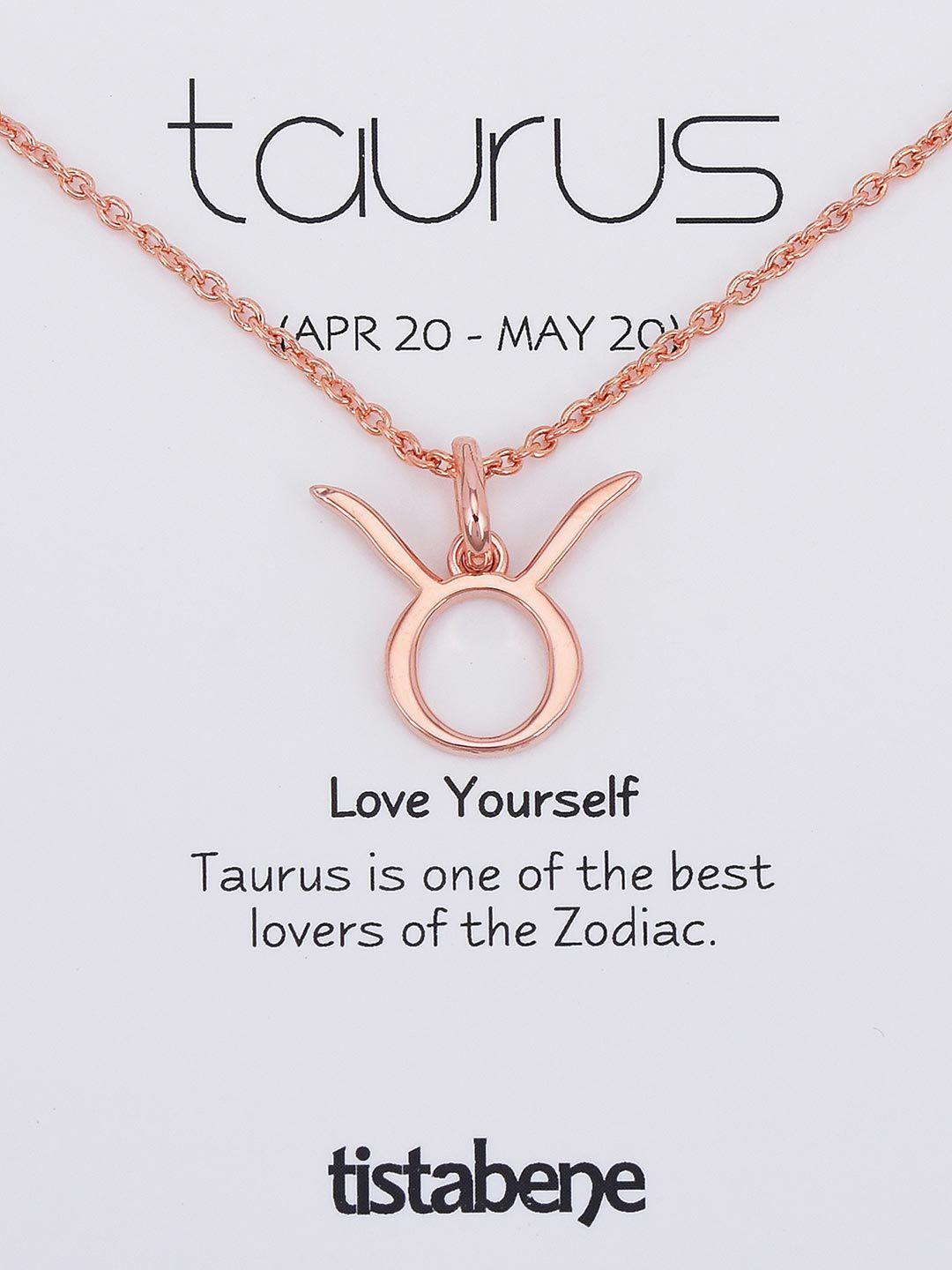 tistabene rose gold-plated taurus pendant with chain