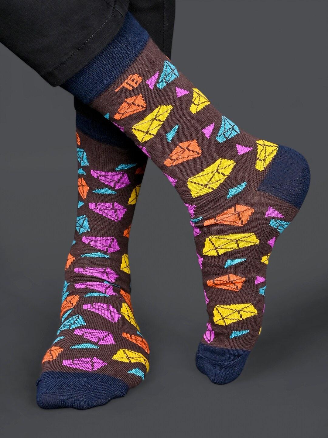 tistabene unisex diamond printed calf-length socks