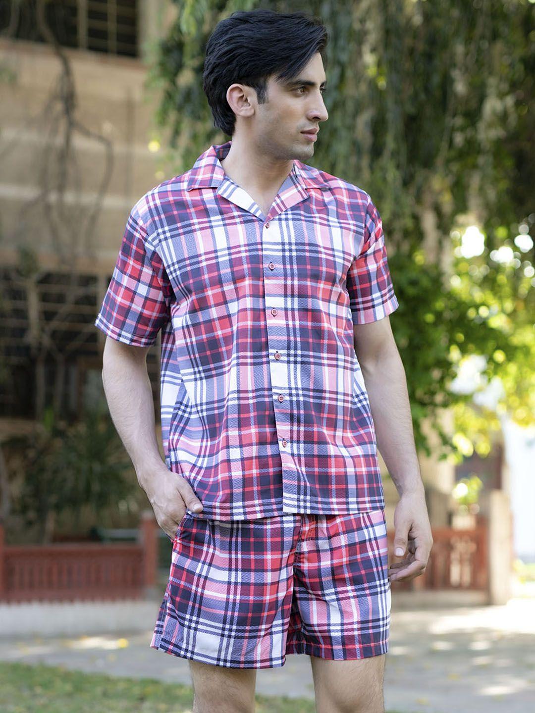 tistabene checked cuban collar shirt & shorts