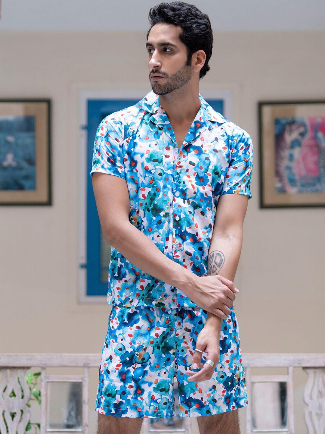 tistabene floral printed cuban collar shirt & shorts