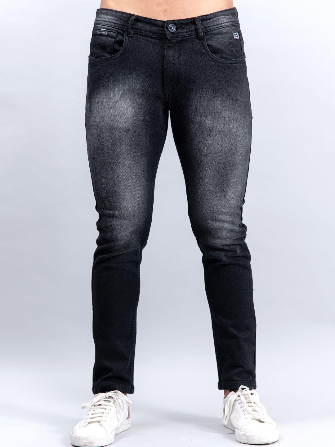 tistabene men black comfort slim fit heavy fade stretchable jeans