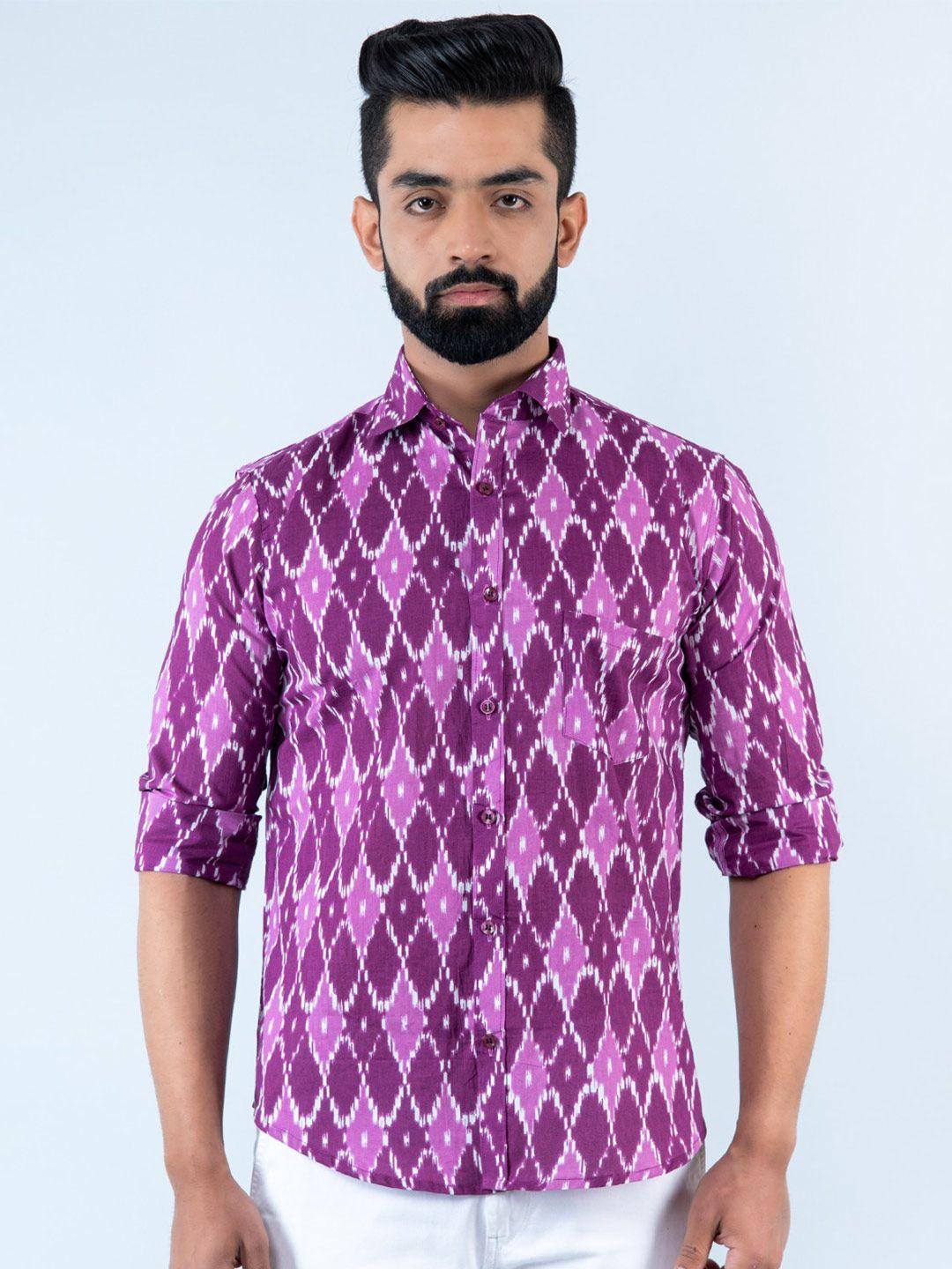 tistabene men ikat printed cotton casual shirt