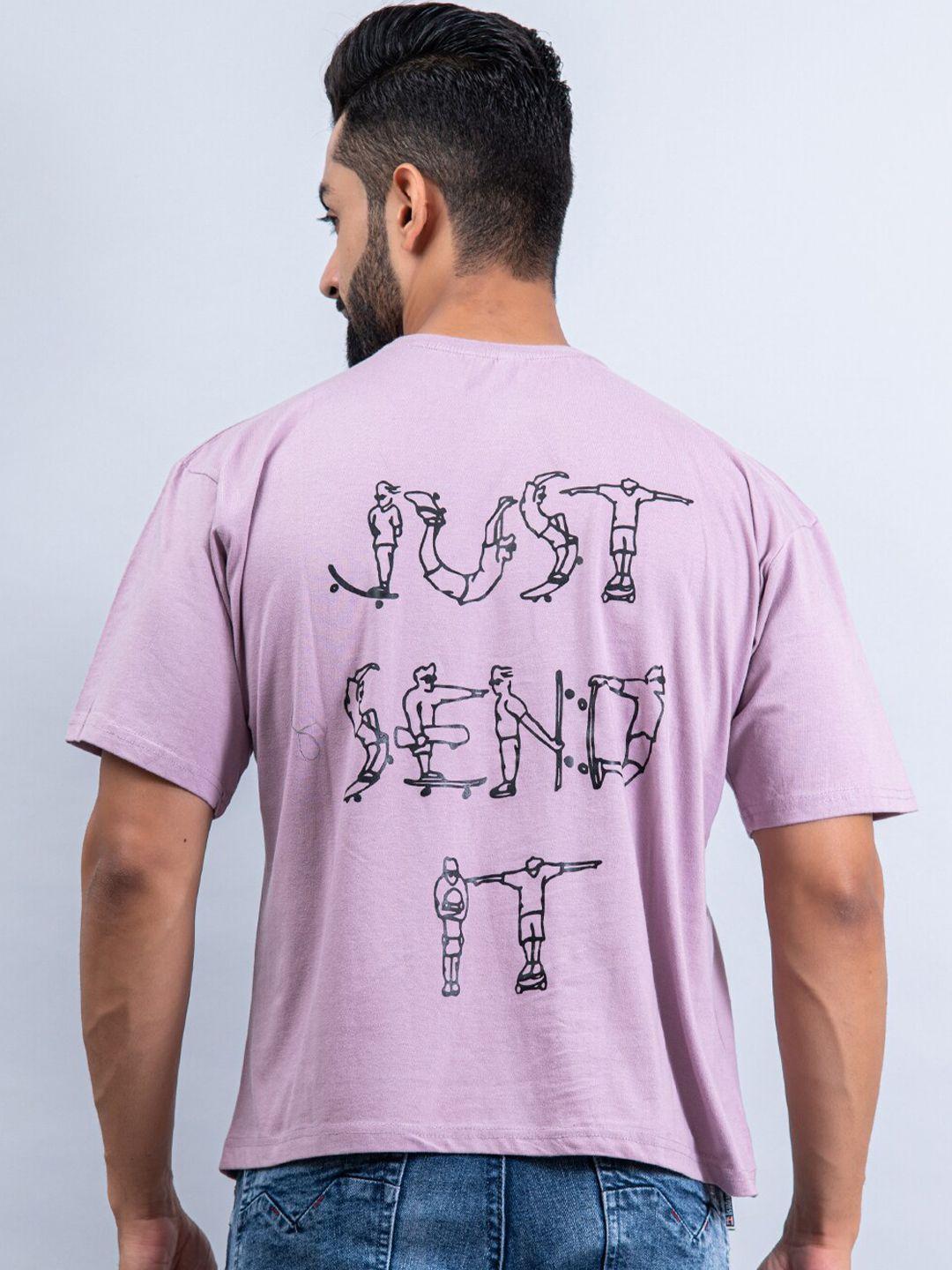 tistabene men lavender typography printed oversized t-shirt