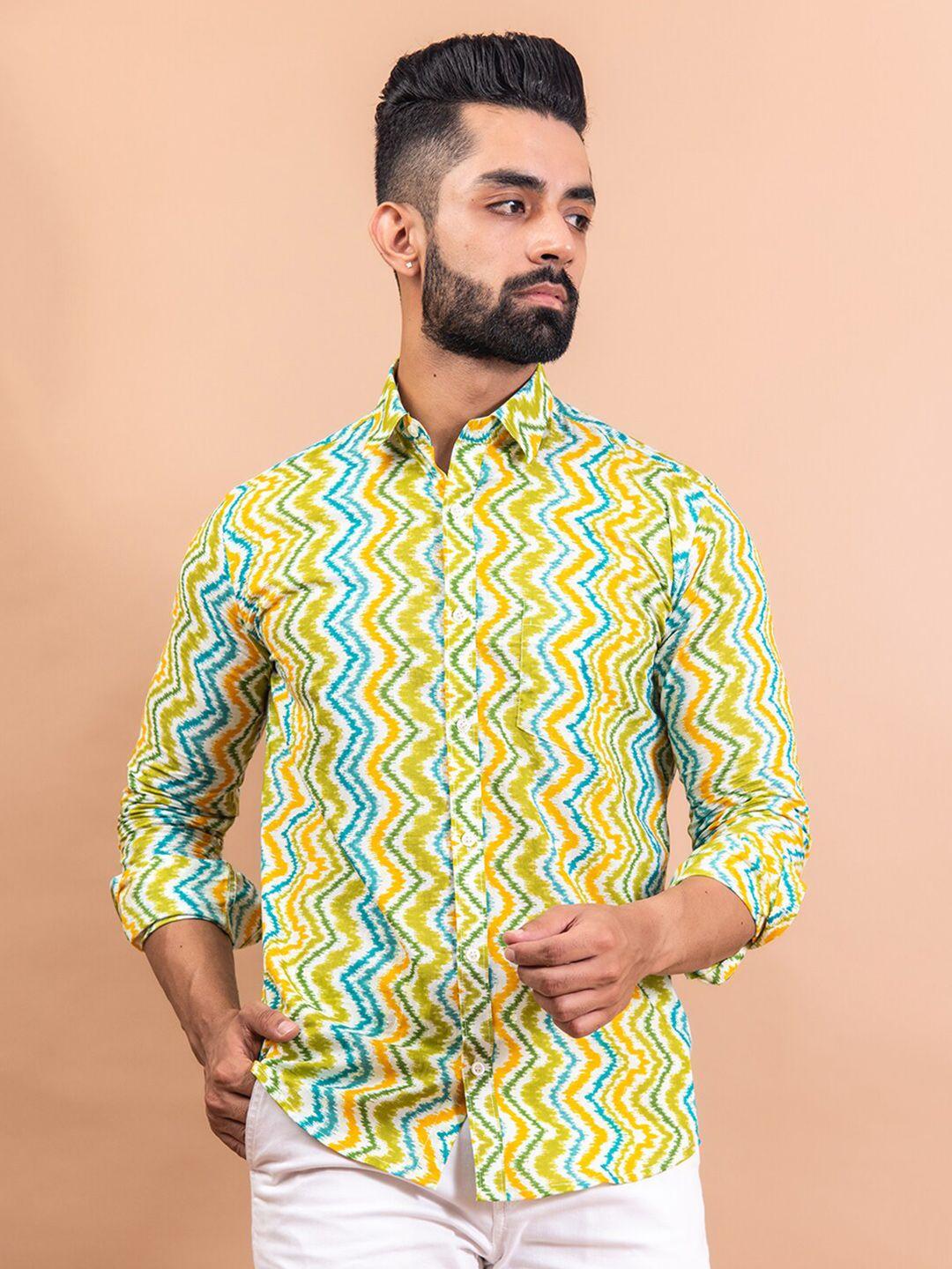 tistabene men multicoloured regular fit chevron printed casual shirt