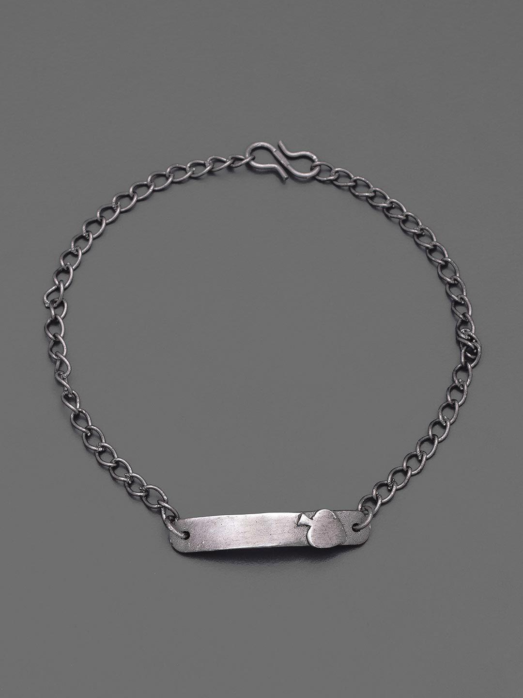 tistabene men oxidised silver-toned rhodium-plated charm bracelet