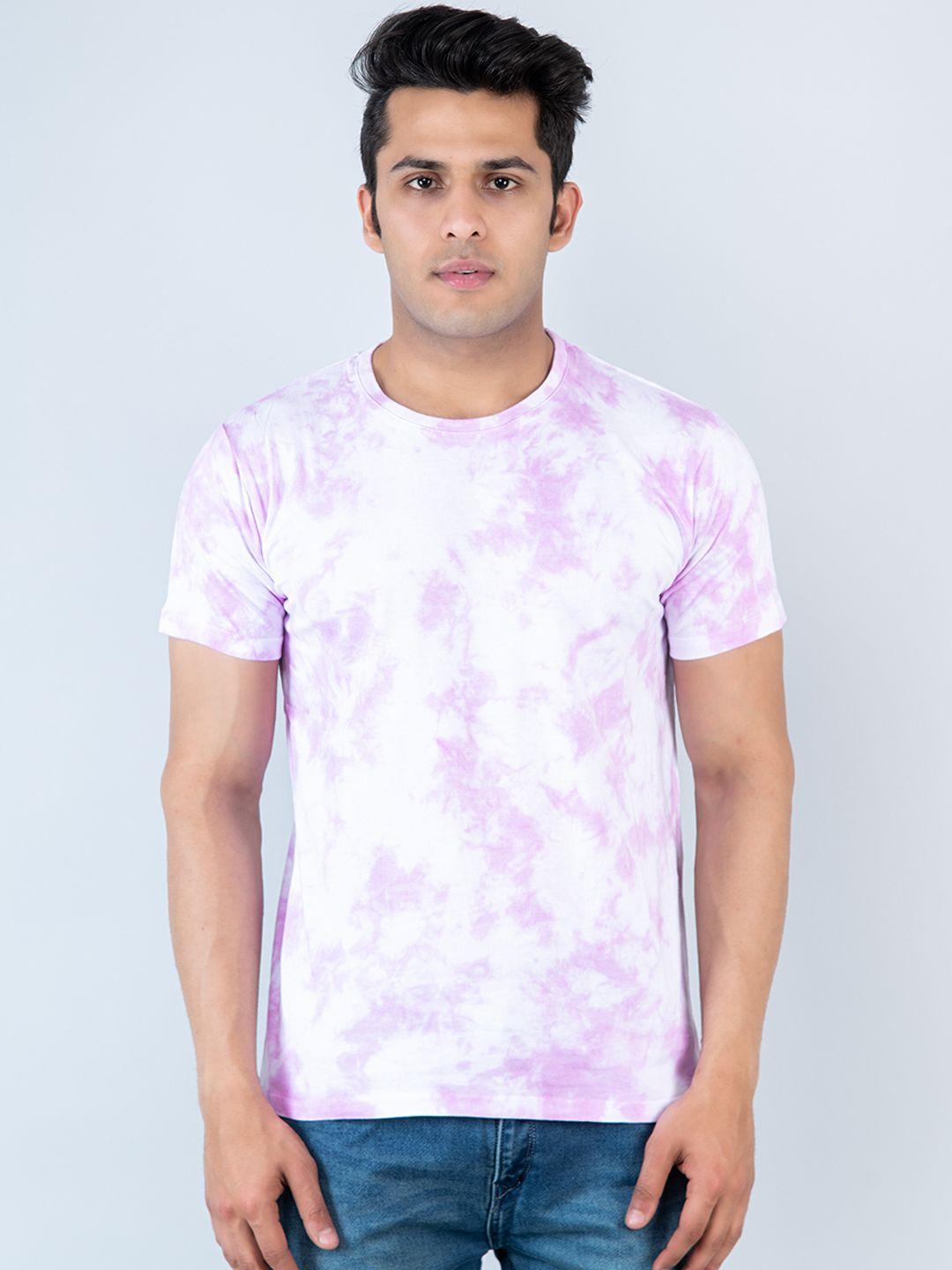 tistabene men purple & white dyed raw edge cotton t-shirt