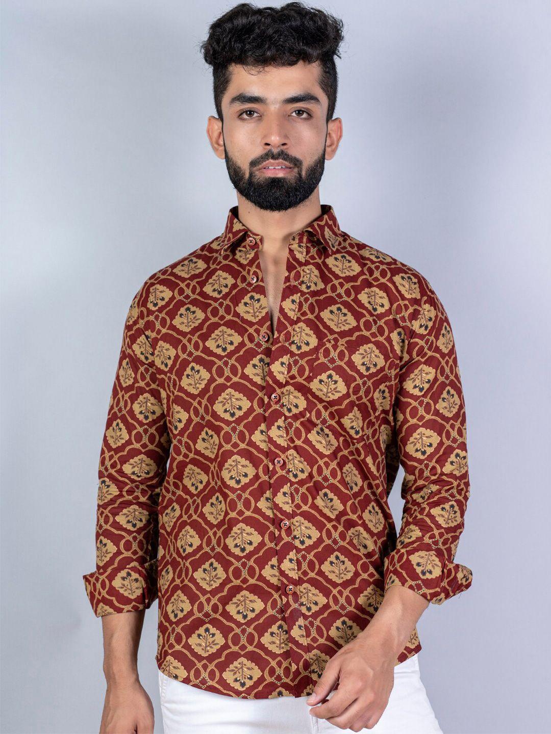 tistabene men red floral printed casual shirt