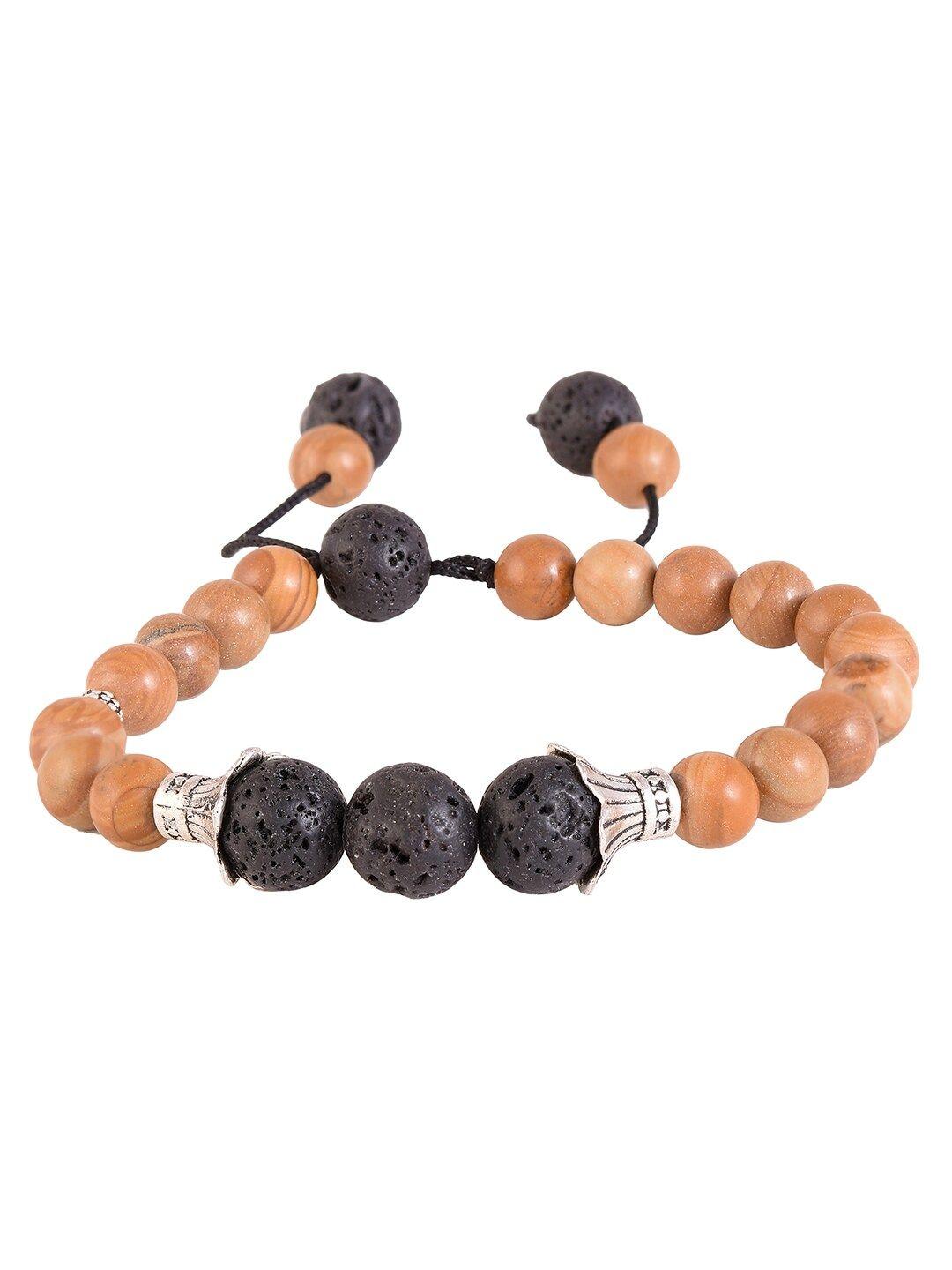 tistabene men silver-toned & brown adjustable bracelet