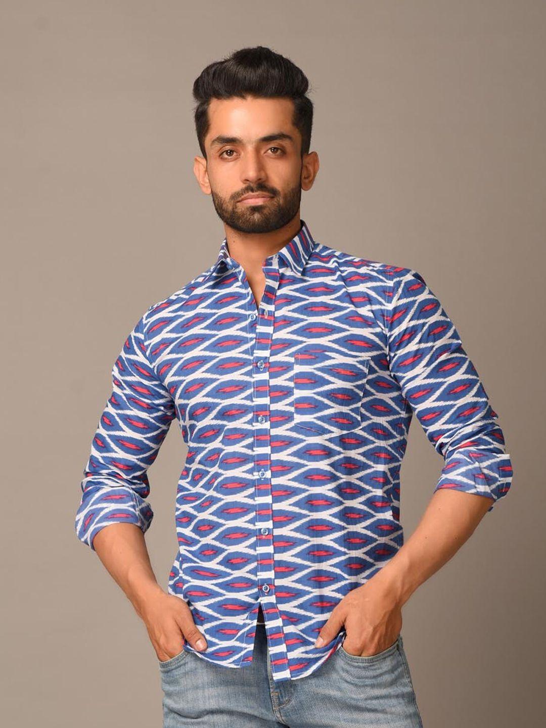 tistabene men violet regular fit comfort printed cotton casual shirt