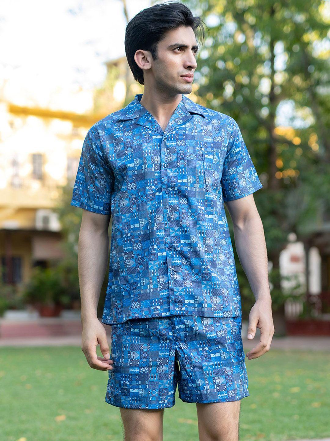 tistabene printed shirt and shorts night suit