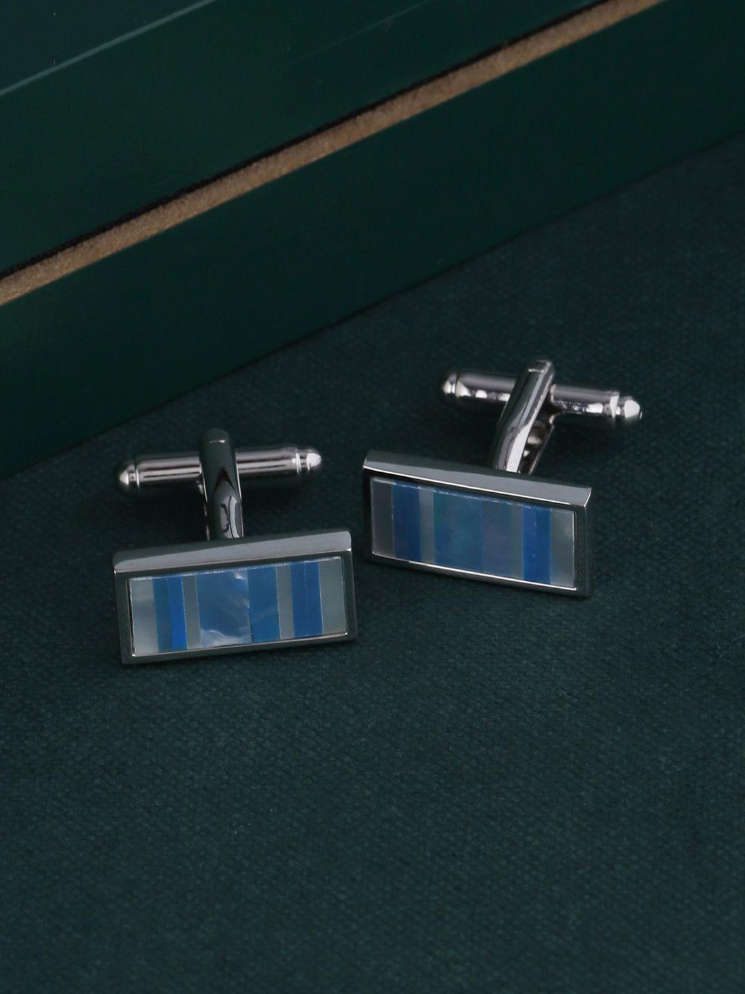 tistabene white & blue mother of pearl rectangle cufflinks