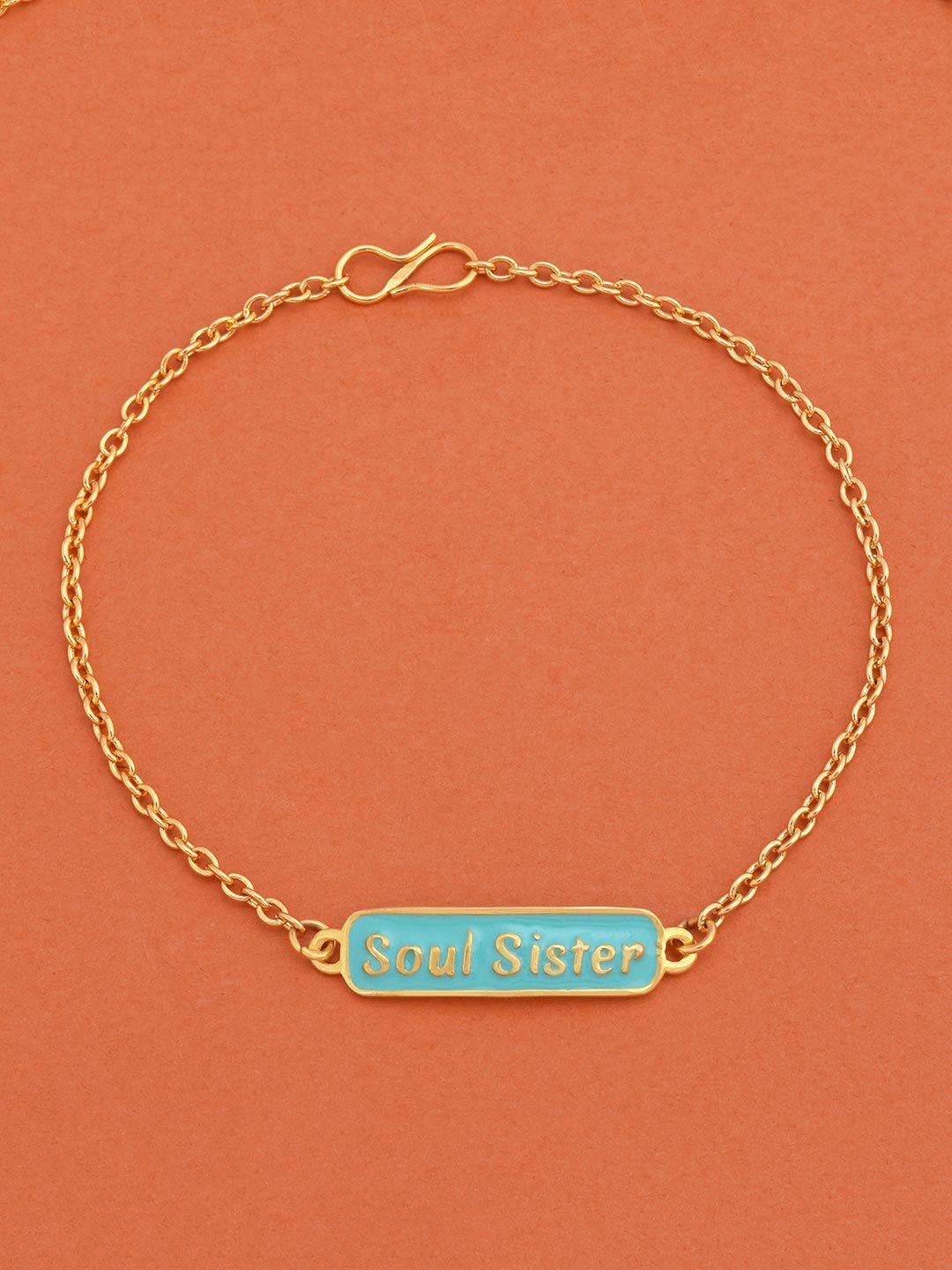 tistabene women blue & gold-toned & plated soul sister charm bracelet