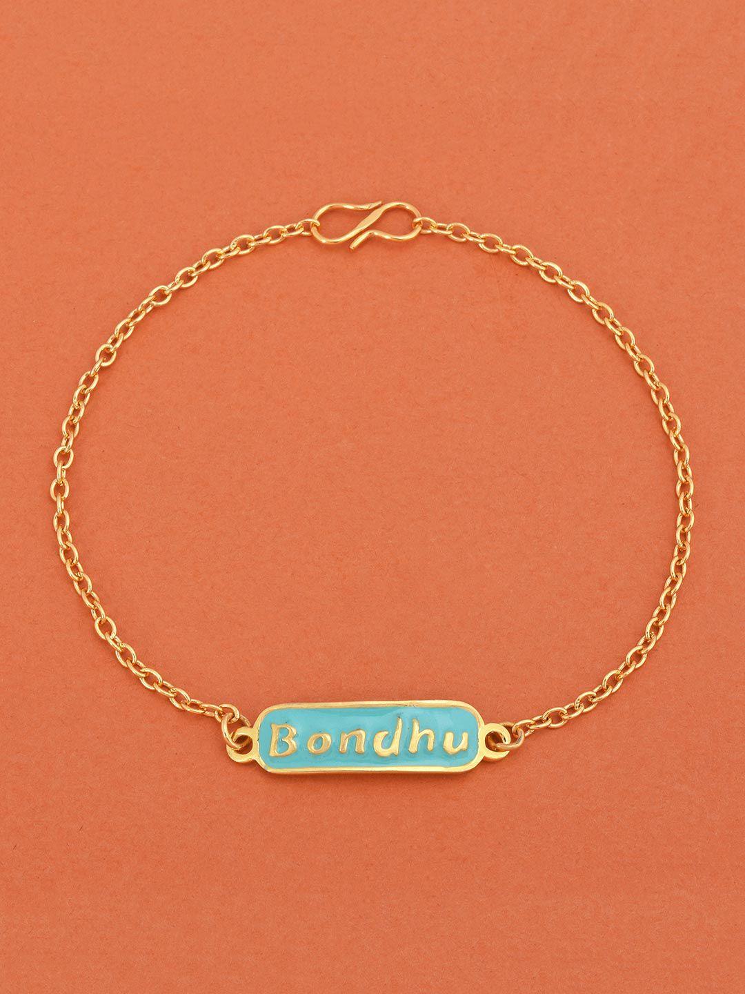 tistabene women gold-toned & blue enamelled gold-plated link bracelet